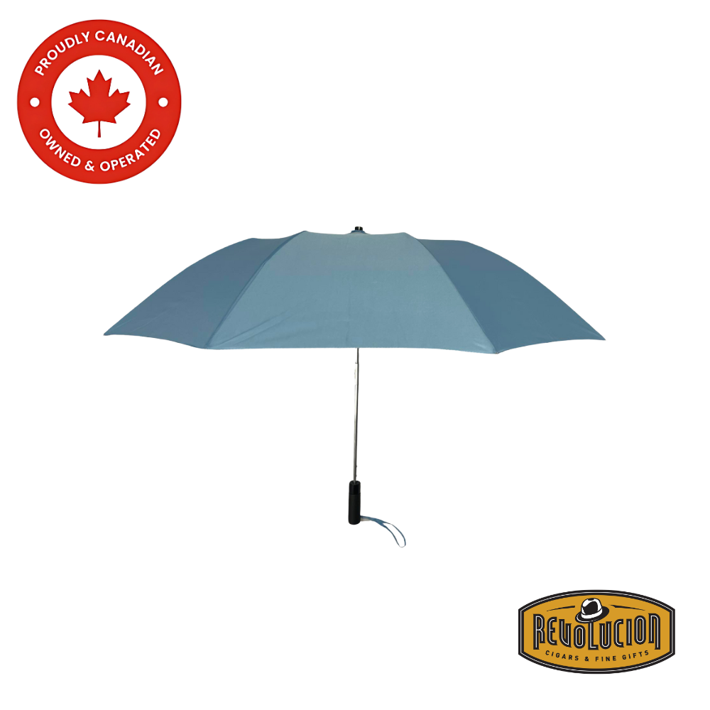 A sleek and sturdy Vancouver Umbrella Mist Auto Short in blue, featuring an automatic open function and a compact design for effortless protection against the rain.