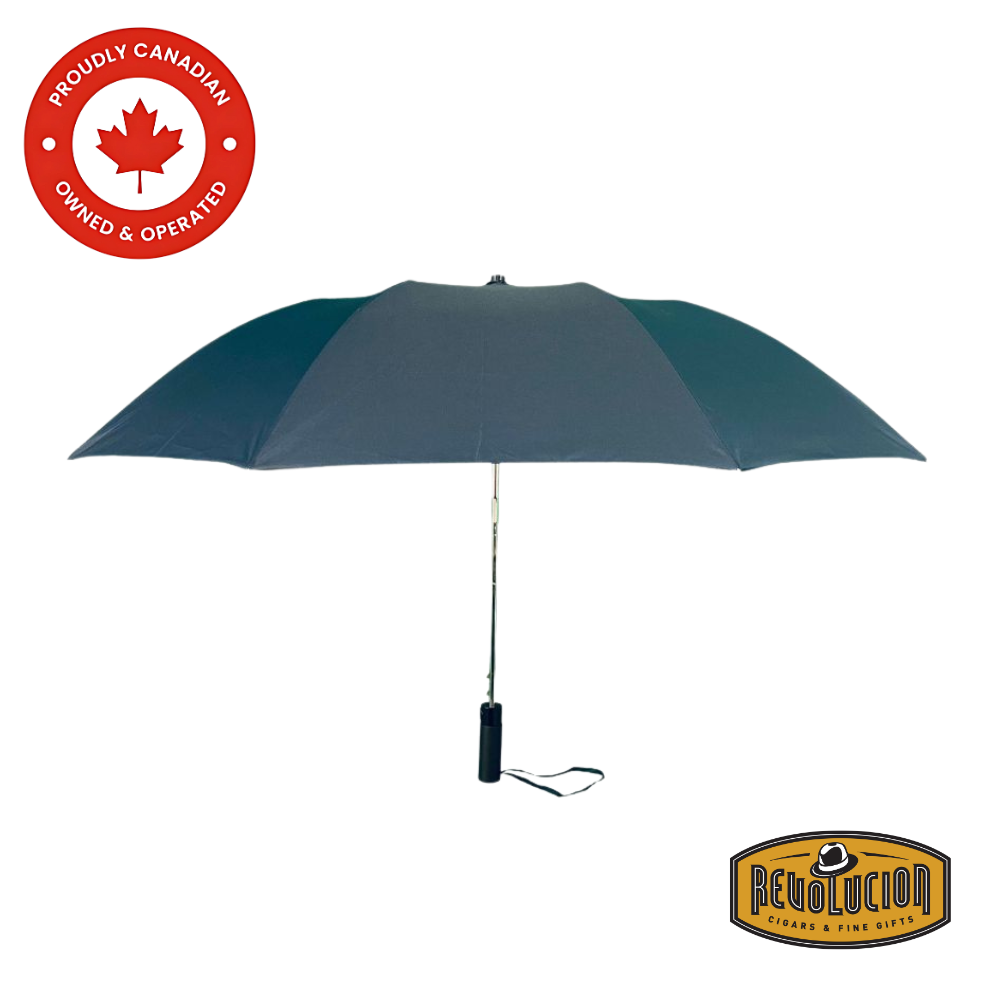 Navy blue Vancouver Mist umbrella with automatic short design and durable, wind-resistant frame.