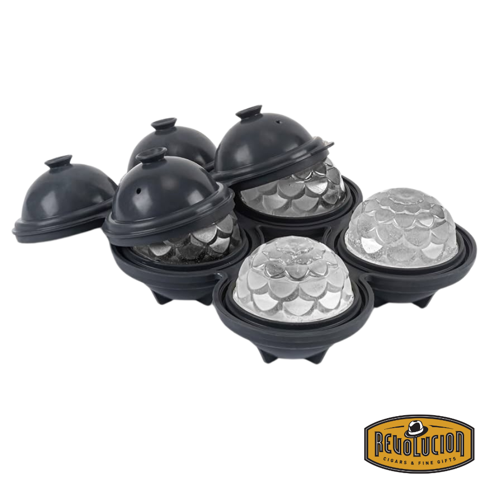 W&P Cocktail Ice Petal Tray in charcoal color filled with uniquely shaped petal ice, ready for use.