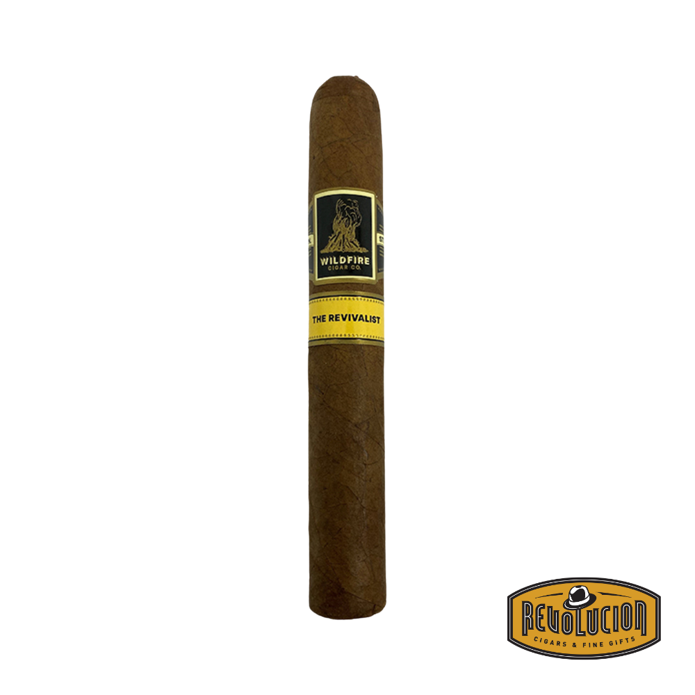 Wildfire The Revivalist Toro is a medium-strength Nicaraguan cigar in classic toro form, featuring a smooth, slightly oily wrapper and a firm, well-rolled body, promising a refined and flavorful smoking journey.