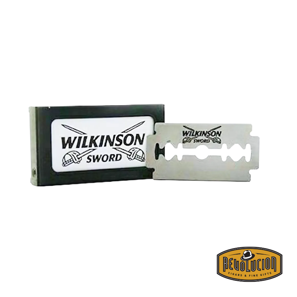 Wilkinson Sword razor blades 5-pack with sleek black and silver packaging.