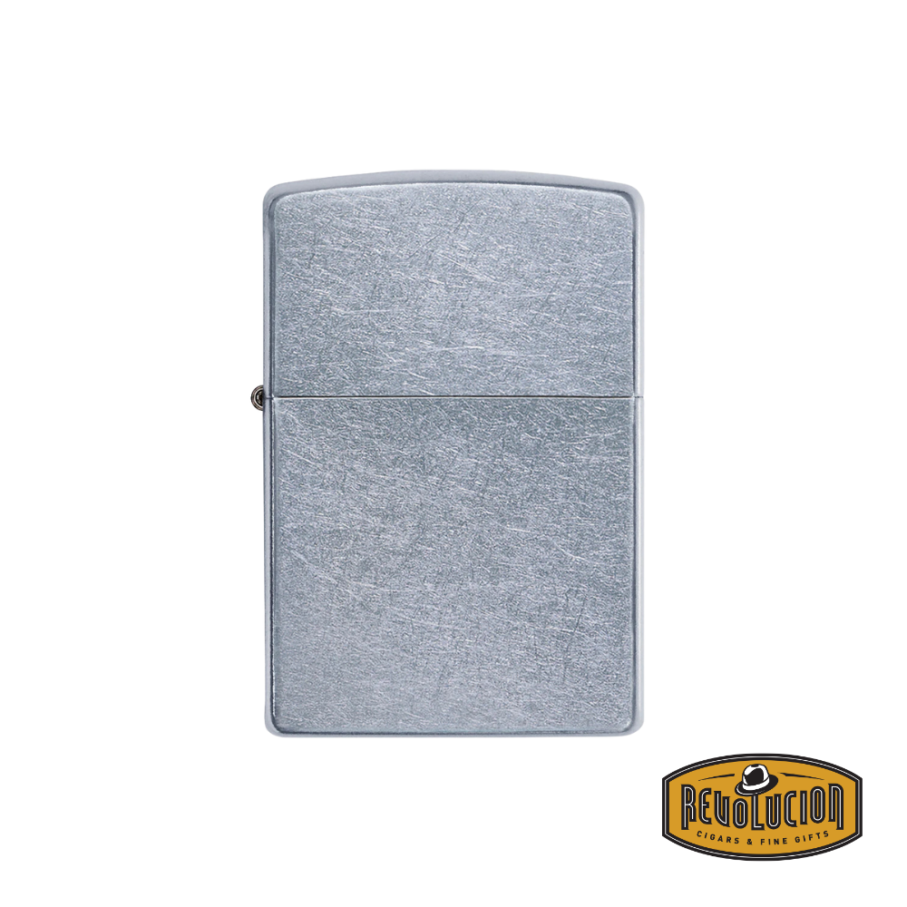 Closed Zippo Regular Street Chrome Design Lighter with a brushed chrome finish and classic rectangular shape.