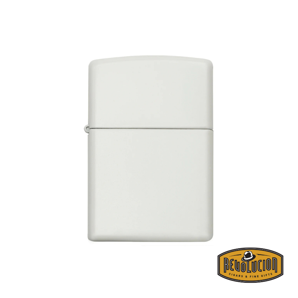 Closed Zippo White Matte Design Lighter, showcasing its sleek, minimalist finish.