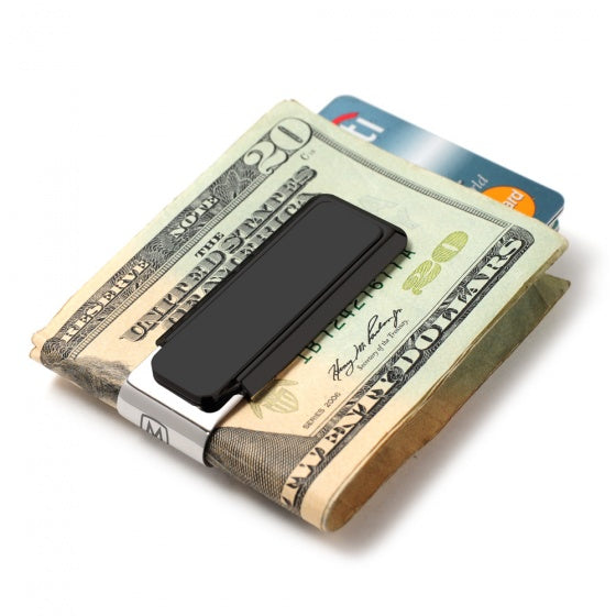 M-clip Ultralight Slide Black Solid Money Clip.  Revolucion Lifestyles Vancouver, mens tobacco and giftware store in Yaletown