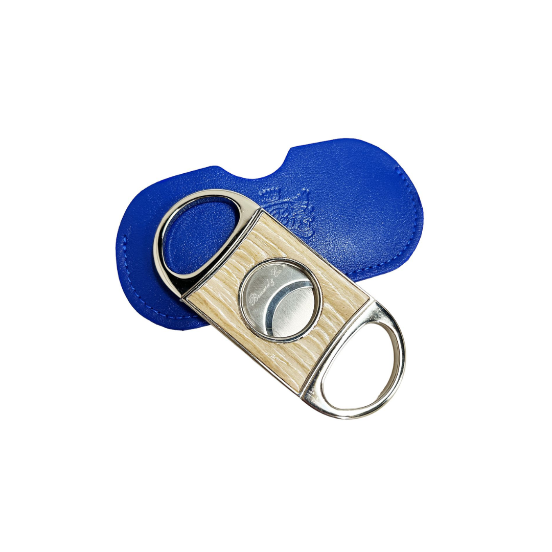 Brizard &amp; Co Cutter &quot;Double Guillotine II&quot; Cigar Cutter - Bleached Oak &amp; Royal Blue