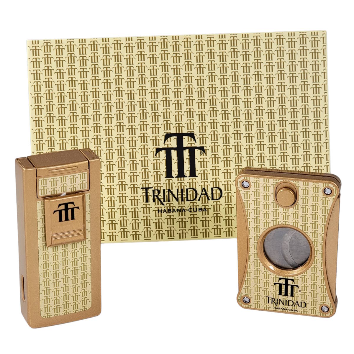 Trinidad LE Limited Edition Monogram yellow and gold Lighter & Cutter Gift Set