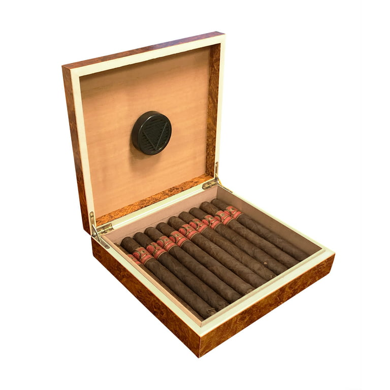 The Chateu Burl Wood Cigar Humidor - 20 Count