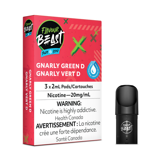 Flavour Beast Pod Pack Disposable in Gnarly Green! A sophisticated blend of lemon and lime