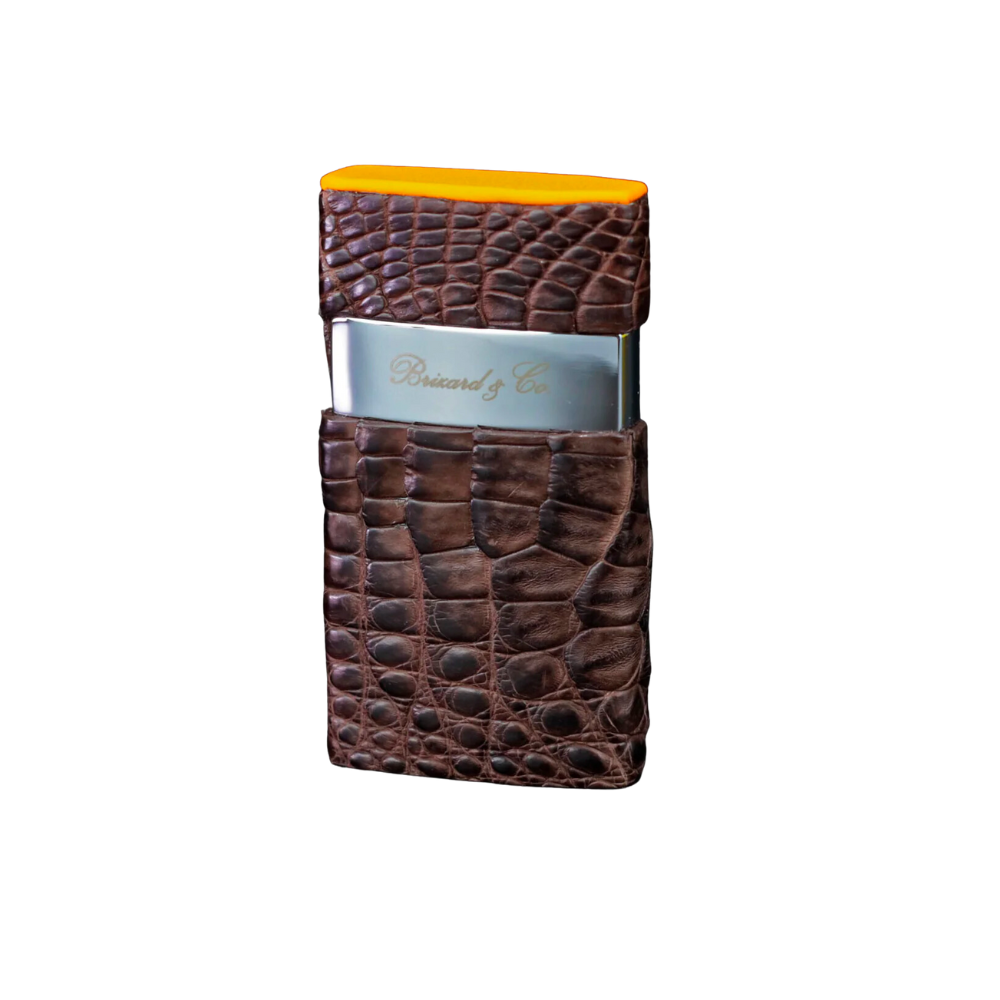 Brizard &amp; Co Venezia Single Flame Lighter - Genuine Caiman Tobacco &amp; Racing Orange