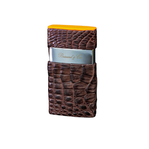 Brizard & Co Venezia Single Flame Lighter - Genuine Caiman Tobacco & Racing Orange