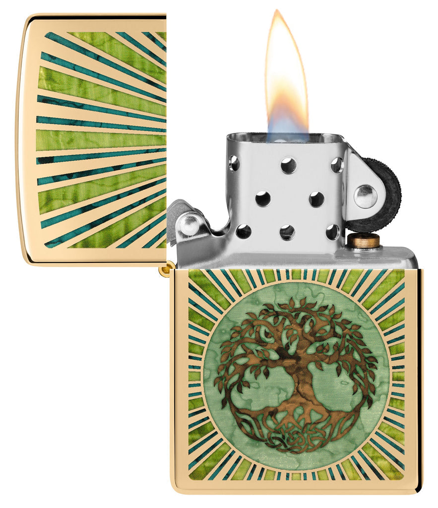 Zippo Spiritual Design Lighter - tree of life in gold 