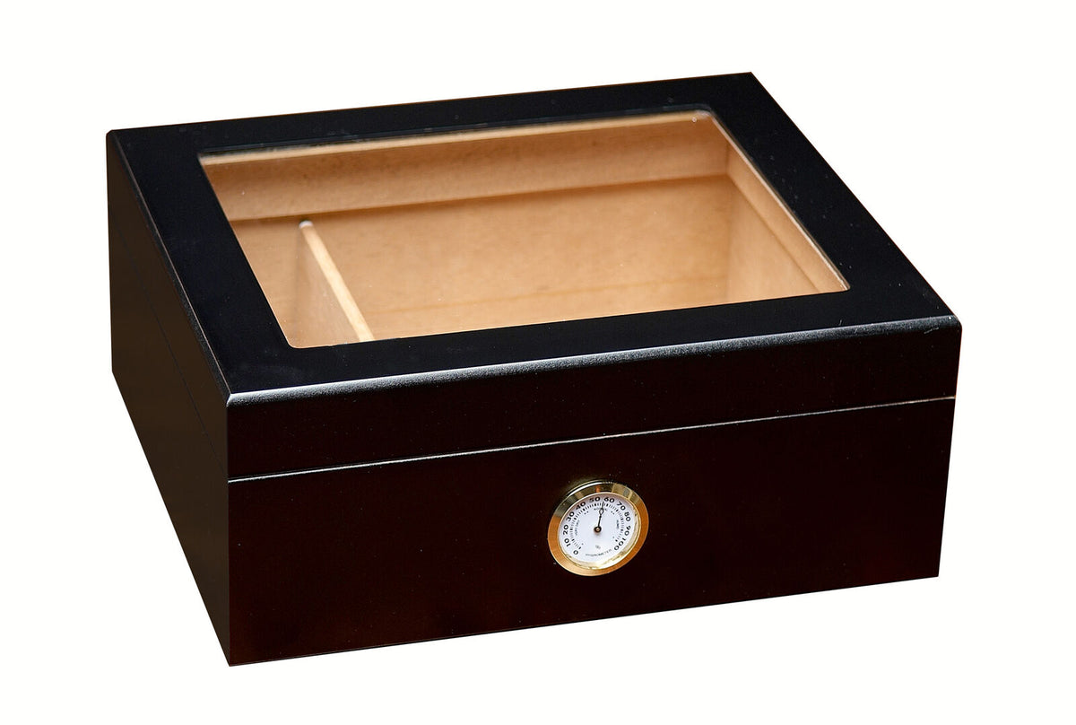 Prestige Chalet Glasstop Humidor - Black