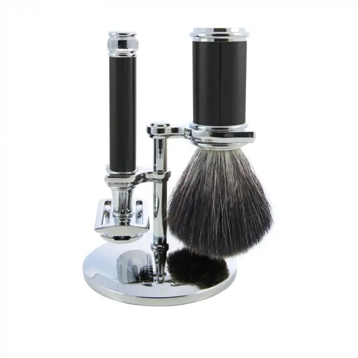 3-piece DE set in imitation ebony by Edwin Jagger (Black Synthetic), Revolucion Lifestyle Vancouver, mens gifts, grooming and tobacco store