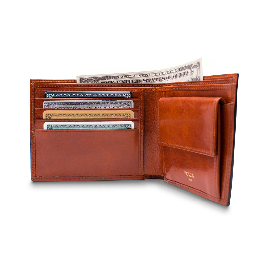 Bosca Executive Wallet w/Coin Pocket RFID Amber